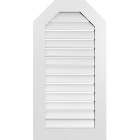 Ekena Millwork Octagonal Top Surface Mount PVC Gable Vent: Functional, w/ 3-1/2"W x 1"P Standard Frame, 22"W x 42"H GVPOT22X4201SF